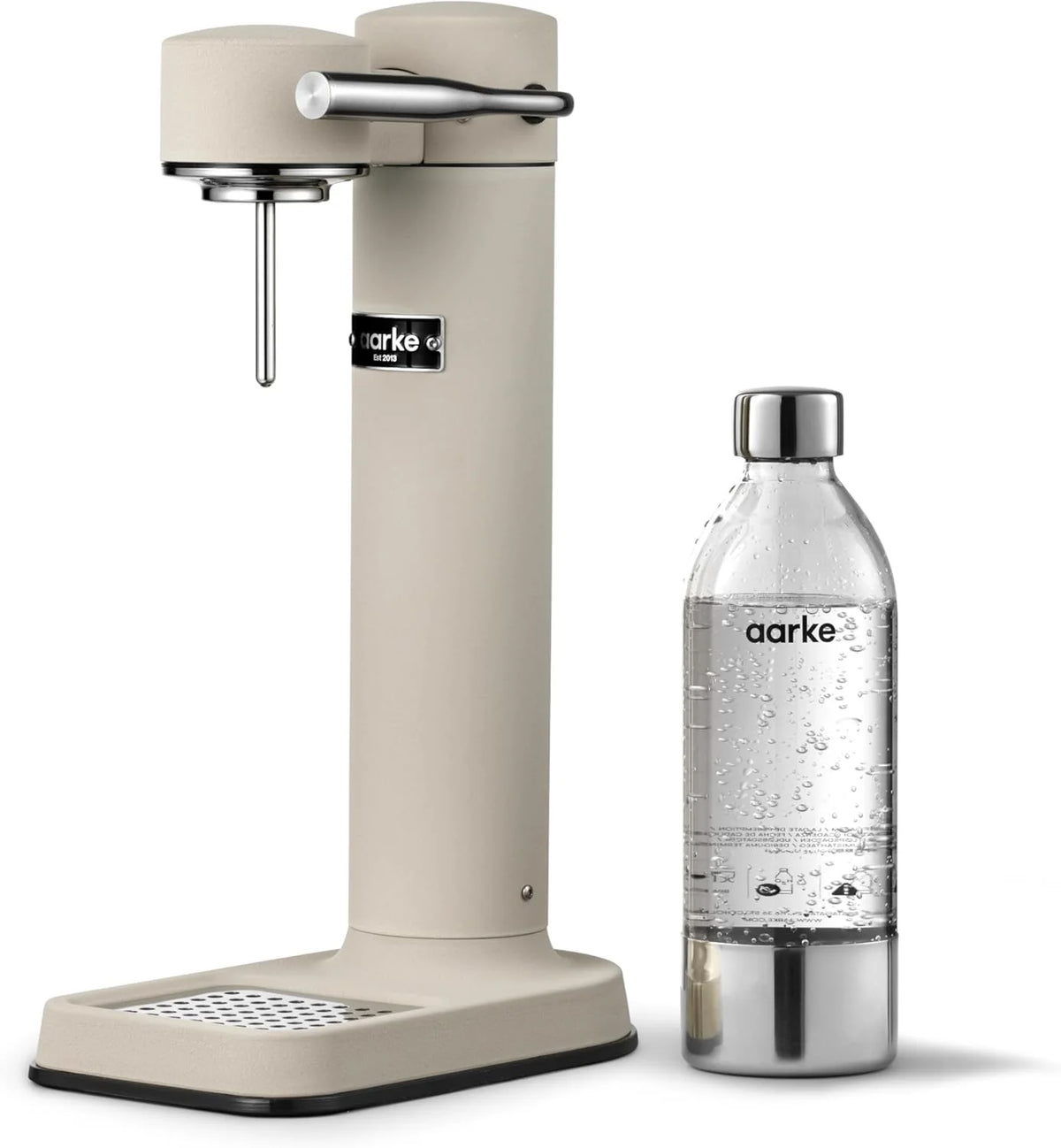 Aarke Carbonator 3, Máquina Gasificadora de Agua en Acero Inoxidable, incluye Dos Botellas (800ml), Acabado en Negro