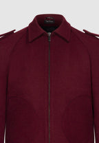 Blouson bomber en laine bordeaux