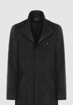 Manteau zippé en laine gris foncé