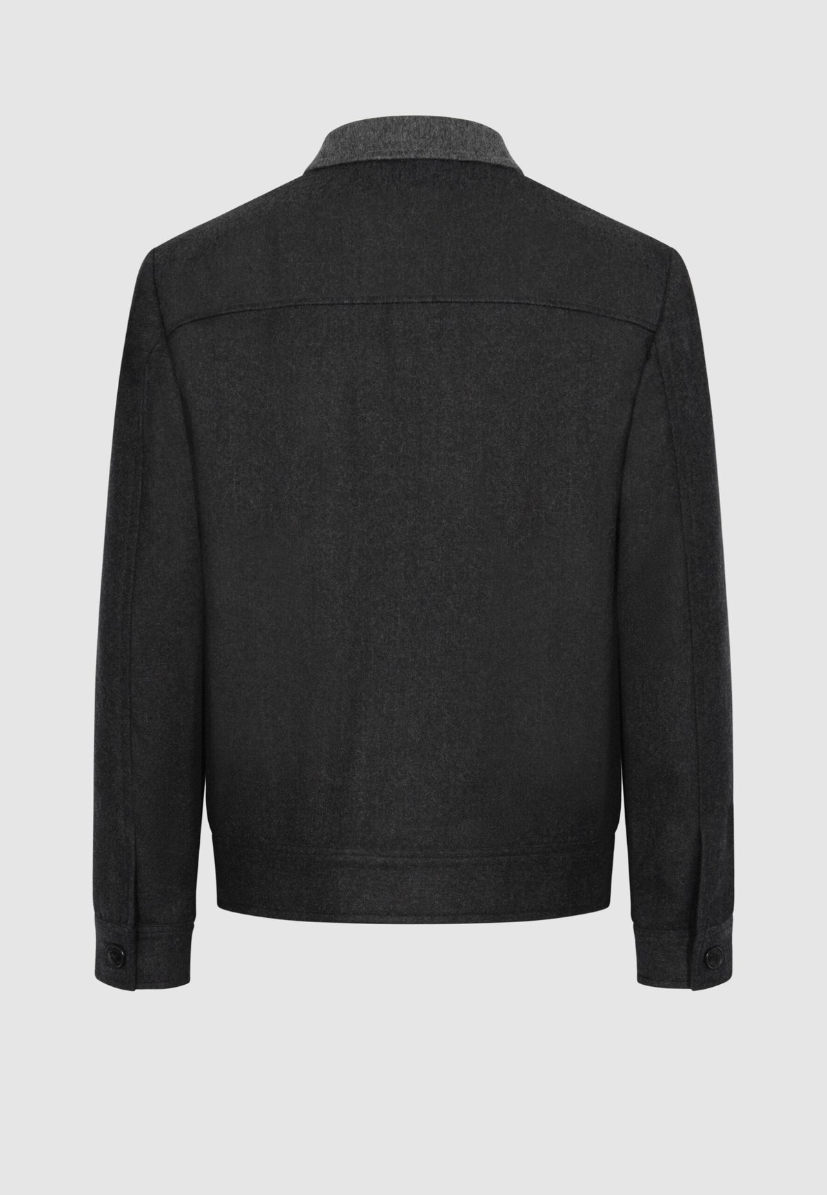 Blouson boutonné en flanelle grise à découpes contrastées