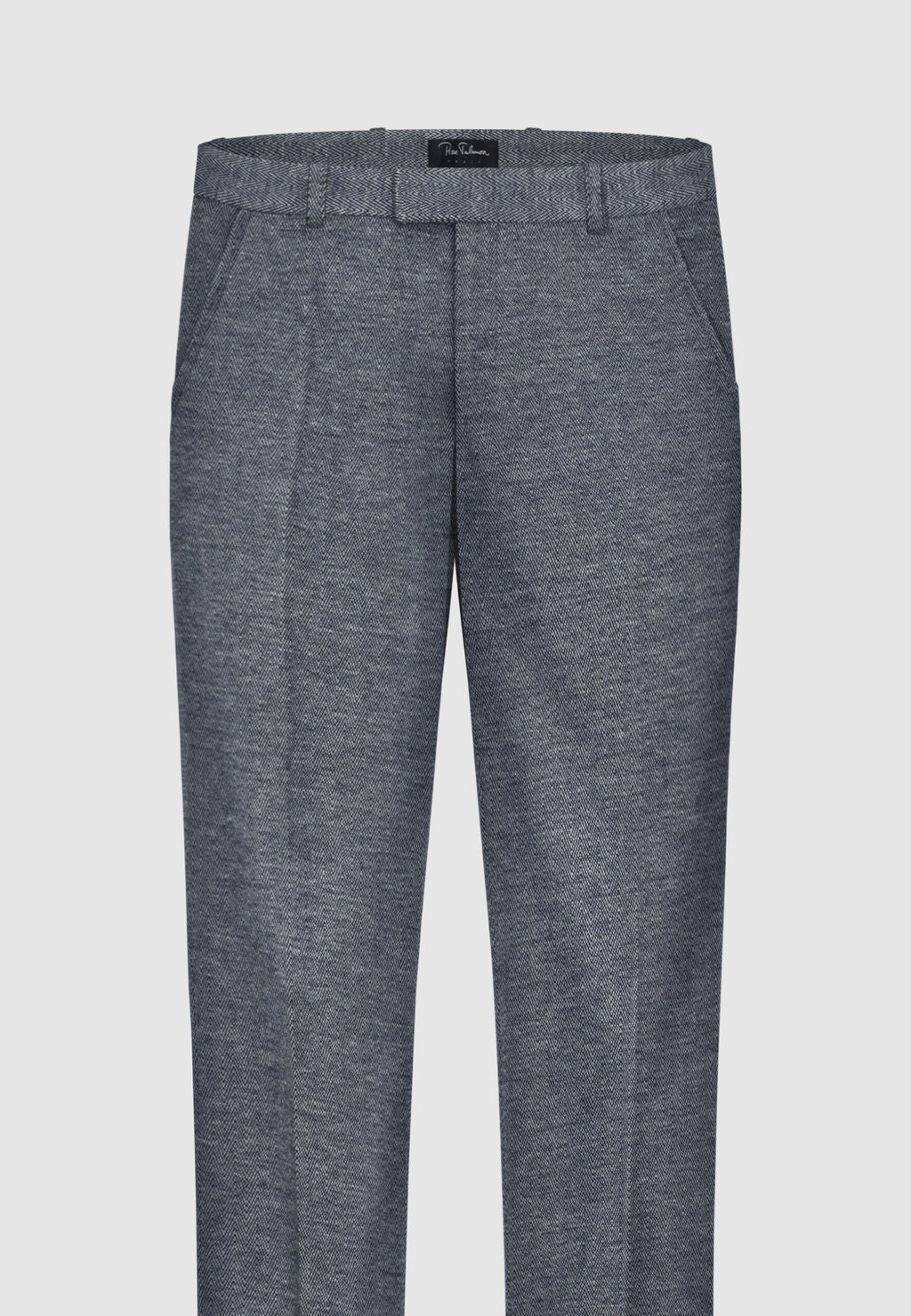 Pantalon à chevrons en laine et coton