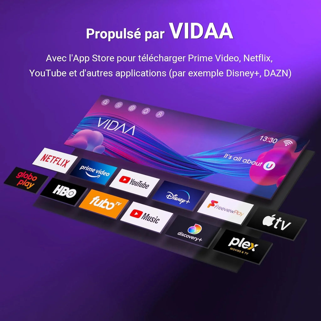 TuTu Smart TV 25 Pouces (64 cm) FHD LED WiFi Connectée Téléviseurs sans Bord VIDAA OS avec Triple Tuner, VIDAA Remote App, Molotov, Netflix, Prime Video, Disney+, Youtube, TUV25FQ1B