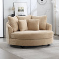 Modern Sofa Chair Round Accent Barrel Chair With 5 Pillows and Optional Ottoman