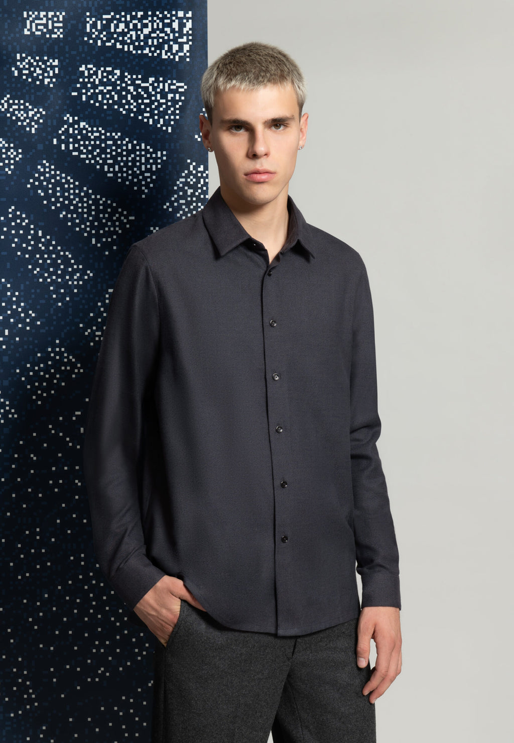 Chemise en flanelle de coton gris