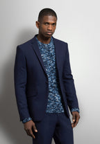 Veste coupe ajustée en laine bleu nuit