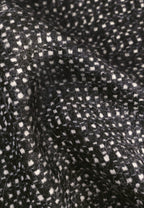 Manteau court zippé en laine noir et blanc