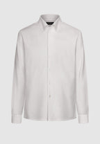 Chemise texturée à col souple en coton blanc