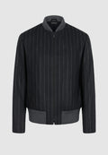 Blouson zippé noir à rayures tennis