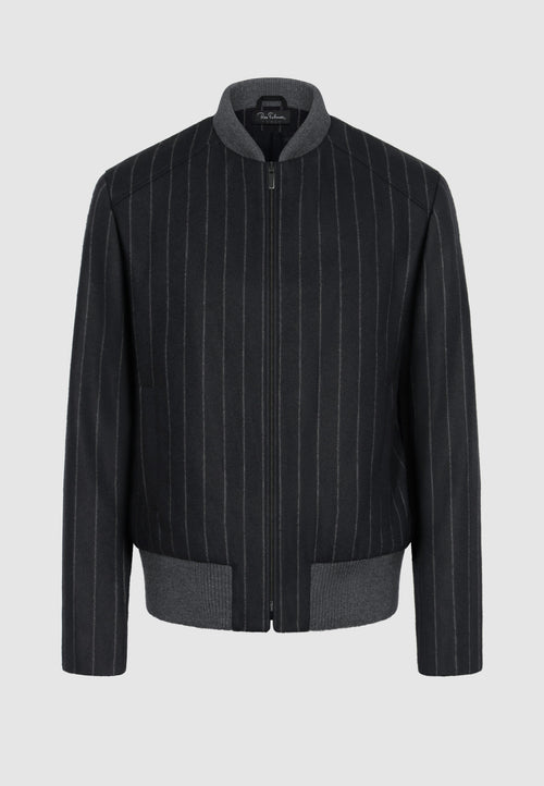 Blouson zippé noir à rayures tennis