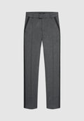Pantalon en flanelle de laine gris à bandes latérales contrastées