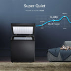 1.8 Cu.Ft Chest Freezer with Removable Basket, Bottom Drain, 7-Level Thermostat, Freestanding Design for Home and Apartment