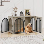 100cm Cage pour Chiens,Cage Chien de Taille Moyenne, Maisonnette pour Animaux,3 Portes, Porte arquée, 60 x 100 x 63 cm,Ivoire Clair
