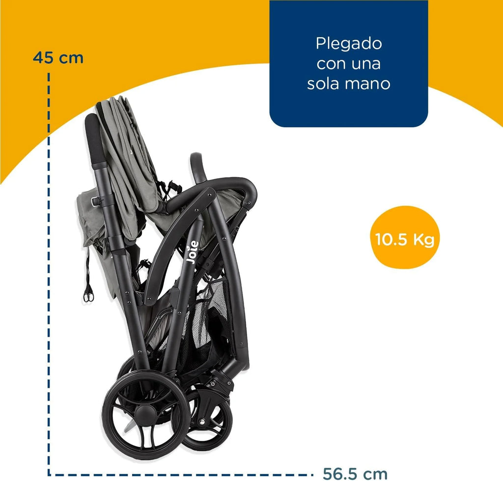 Joie - Evalite™ Duo - Poussette Double - Siège Arrière Inclinable À Plat - Pliage Facile & Compact - Compatible Sièges Auto - Suspension 4 Roues - Harnais 5 Points SoftTouch - Dès la naissance