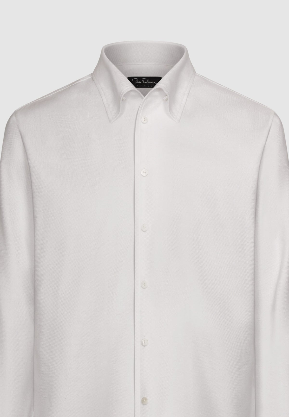 Chemise texturée à col souple en coton blanc