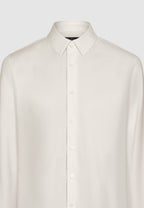 Chemise col français en popeline de coton ivoire
