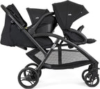 Joie - Evalite Duo - Poussette Double Légère - Siège Arrière Inclinable À Plat - Compatible Sièges Auto Et Nacelles - Suspension 4 Roues - Harnais 5 Points SoftTouch - Dès la naissance
