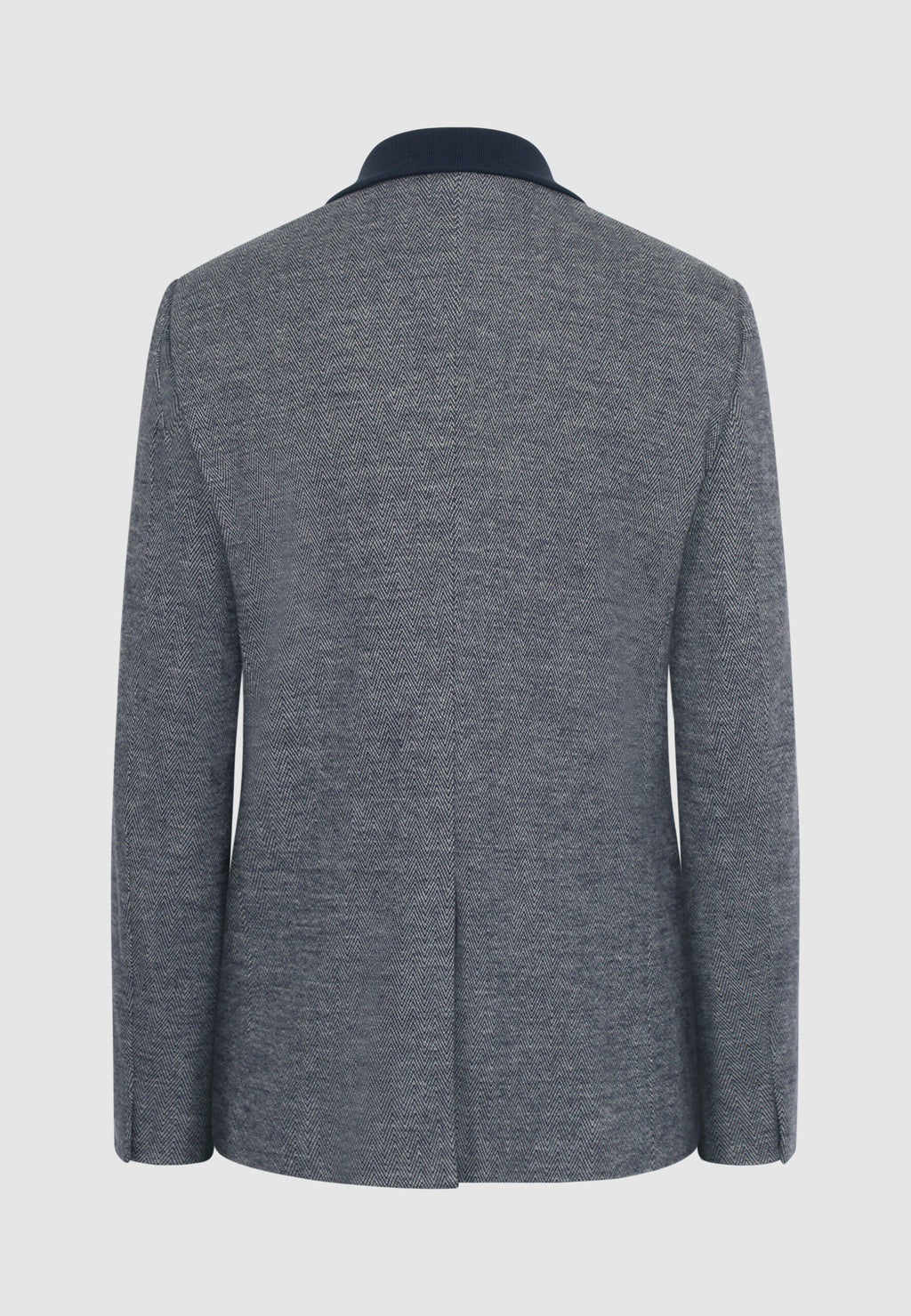 Veste à chevrons en laine et coton et col en maille