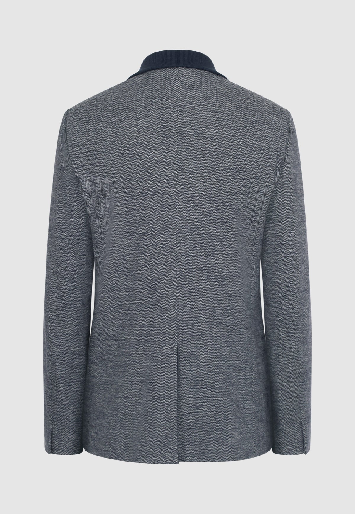 Veste à chevrons en laine et coton et col en maille