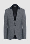 Veste à chevrons en laine et coton et col en maille