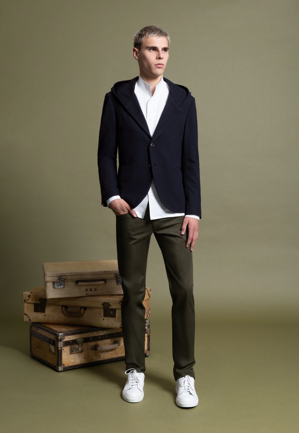 Chemise à col tulipe en popeline de coton blanc
