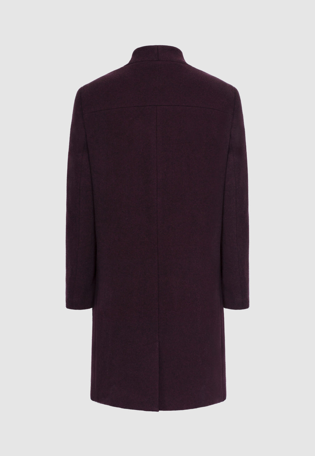 Manteau en laine bordeaux et noir à col montant