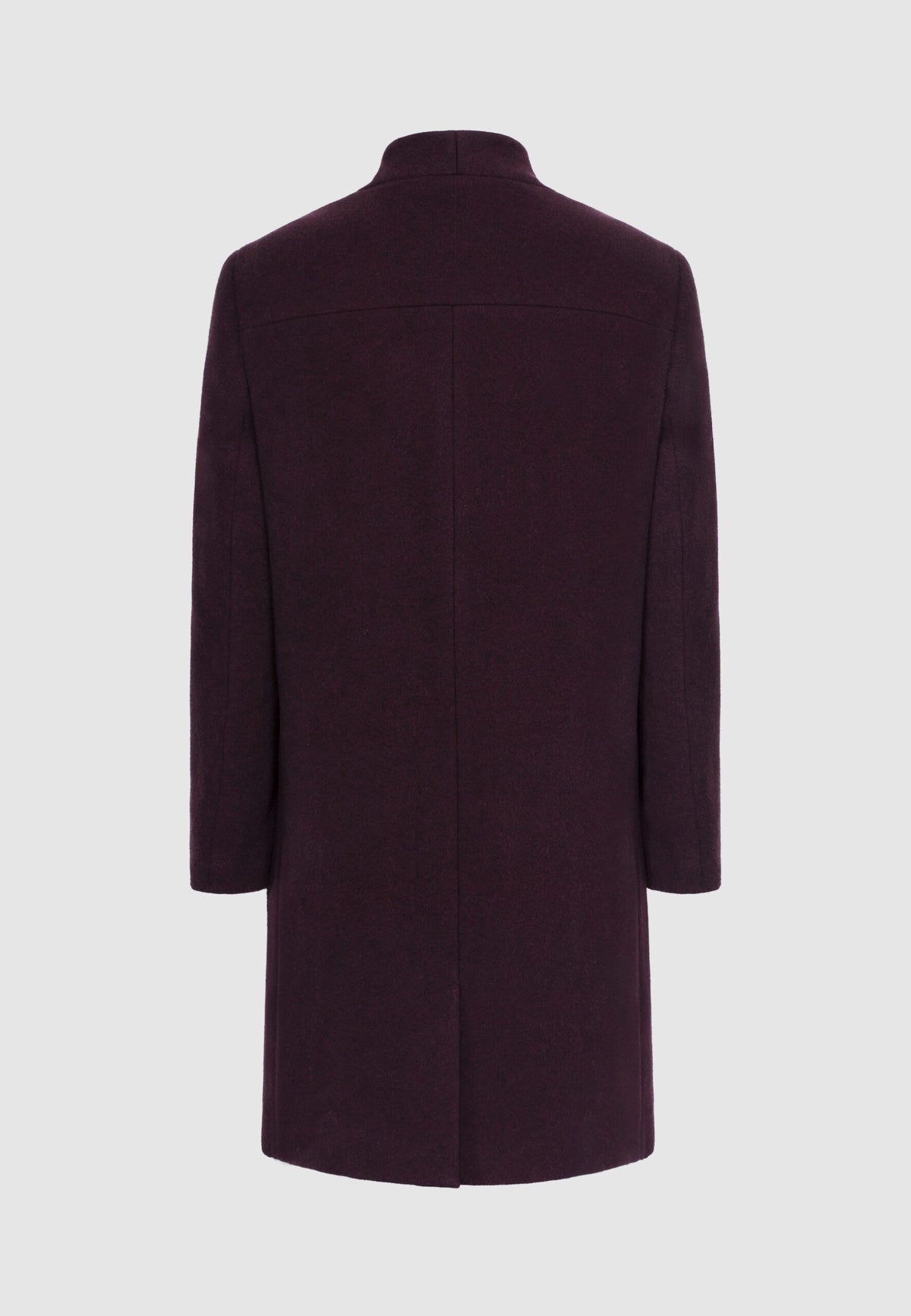 Manteau en laine bordeaux et noir à col montant