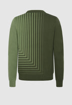 dos Pull jacquard en laine motif géométrique vert