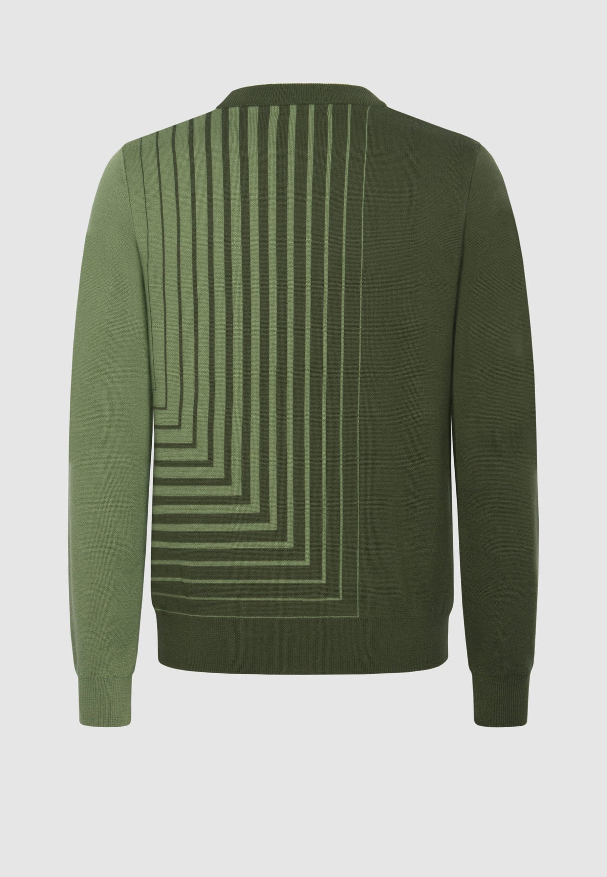 dos Pull jacquard en laine motif géométrique vert