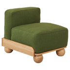Batson Oak Wood & Velvet 1 Seater Sofa Green