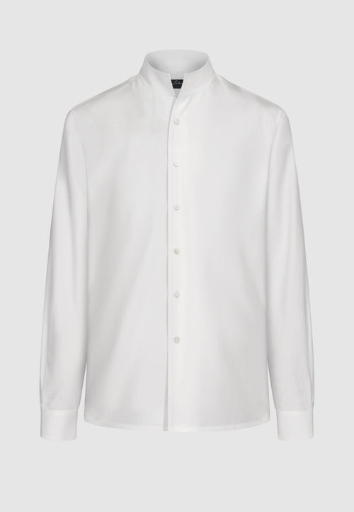Chemise à col tulipe en popeline de coton blanc