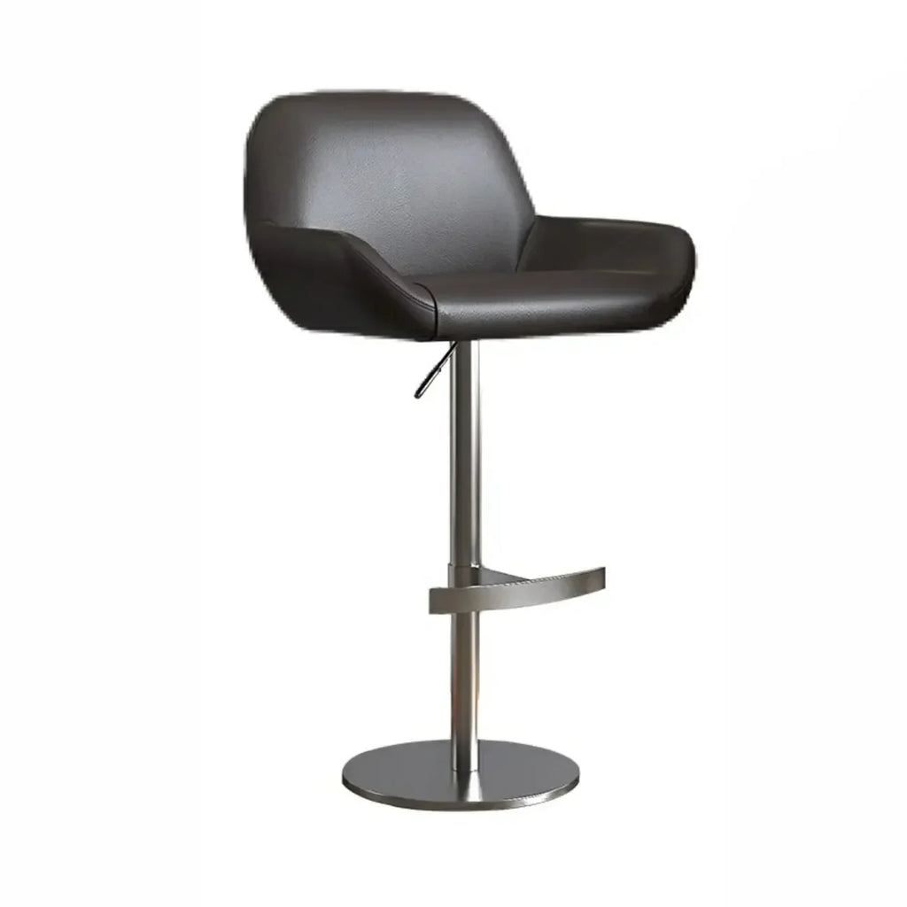 Minimalist Leather Swivel Bar Stools with Low Back for Kitchen