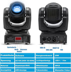 Lot 4 éclairages scène LED moving head RGBW, flight case, DMX, effet rotatif