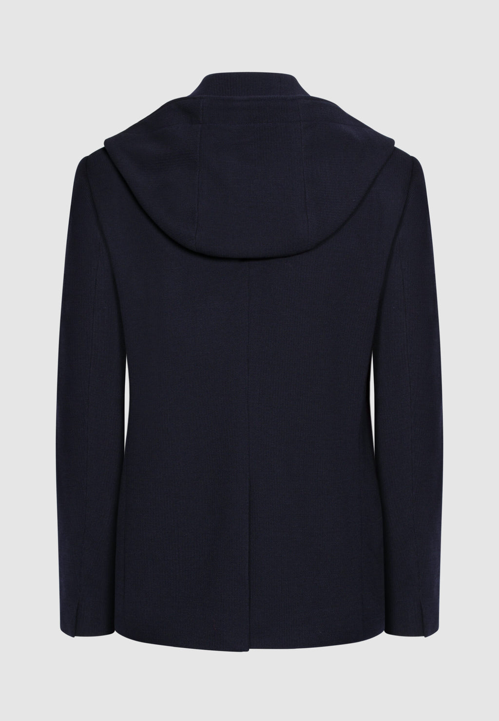 Veste à capuche bleu marine en laine et coton