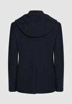 Veste à capuche bleu marine en laine et coton
