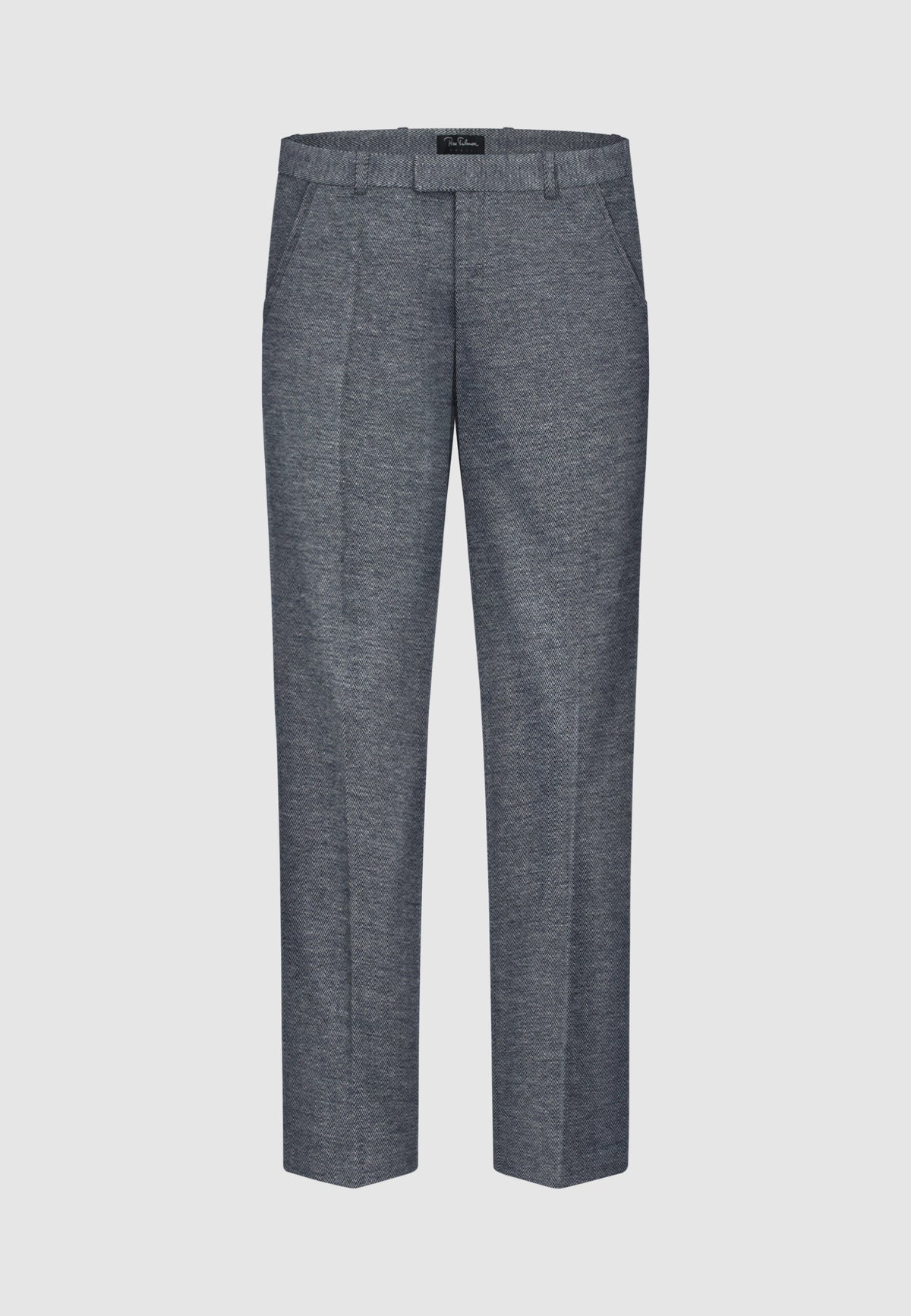 Pantalon à chevrons en laine et coton