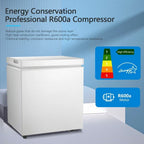 1.8 Cu.Ft Chest Freezer with Removable Basket, Bottom Drain, 7-Level Thermostat, Freestanding Design for Home and Apartment