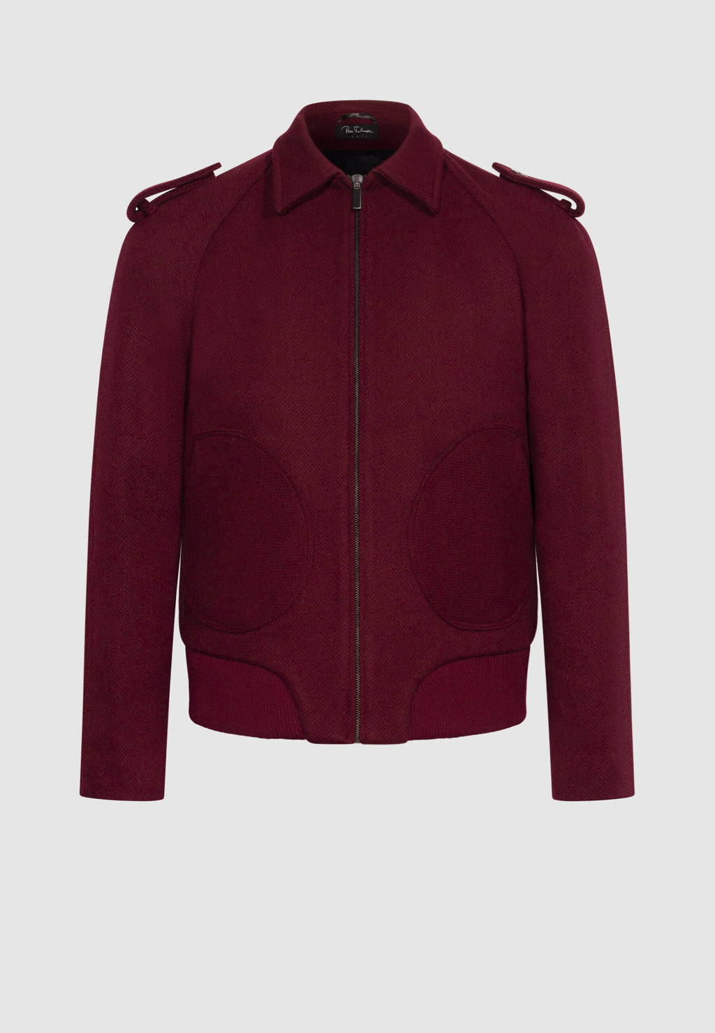 Blouson bomber en laine bordeaux