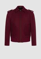 Blouson bomber en laine bordeaux