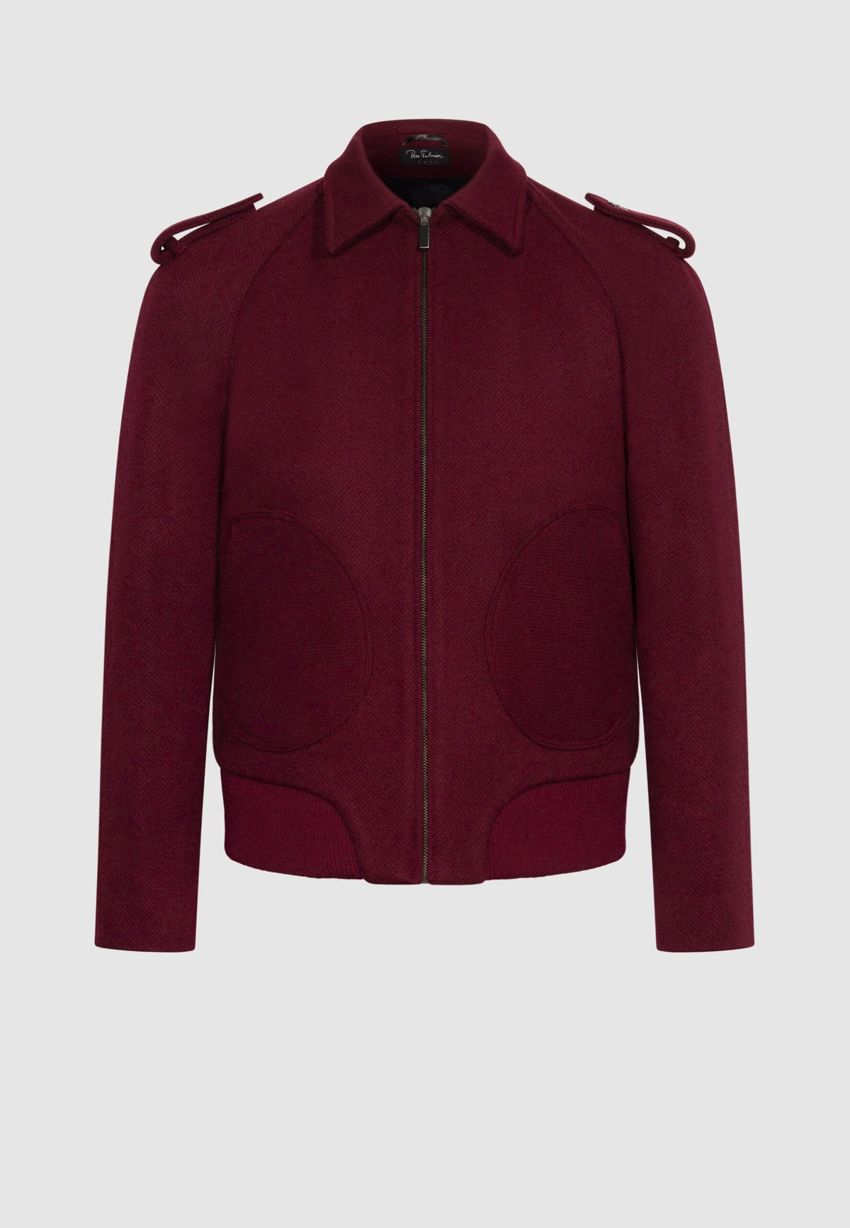 Blouson bomber en laine bordeaux