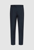 Pantalon en laine bleu marine à poches rectangulaires