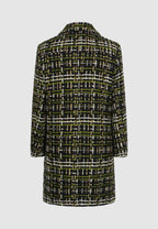 Manteau en tweed de laine noir, vert, beige et blanc