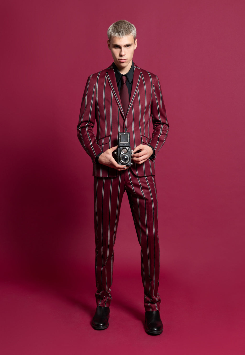 Pantalon bordeaux à rayures régatta en laine et coton