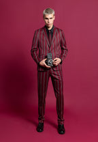 Pantalon bordeaux à rayures régatta en laine et coton