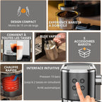 Krups Virtuoso+, Machine expresso manuelle, Café à pompe, Café moulu ou dosettes, 15 bars, Inox, Buse vapeur, Espresso et cappuccino, Noire, XP444G10