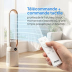 ROVSUN Ventilateur Colonne Purificateur d'Air, Ventilateur Sans Pales 110 cm, Humidification, Ions Négatifs, Stérilisation UV, 32 Vitesses, 4 Modes, 15H Minuteur, Oscillation 80°, Tactile+Télécommande